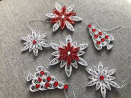 Quilled Christmas Ornament Set, Handmade Paper Snowflakes, Tree Decorations