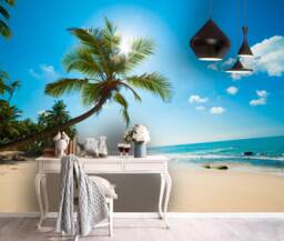 3D Beach Wallpaper, Tropical Sea Wall Mural, Peel & Stick - thumbnail 1