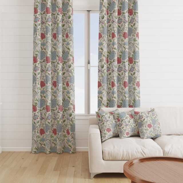 Custom Made William Morris The Cray Paradise Blue Blackout Lining Curtains 3 - image 1