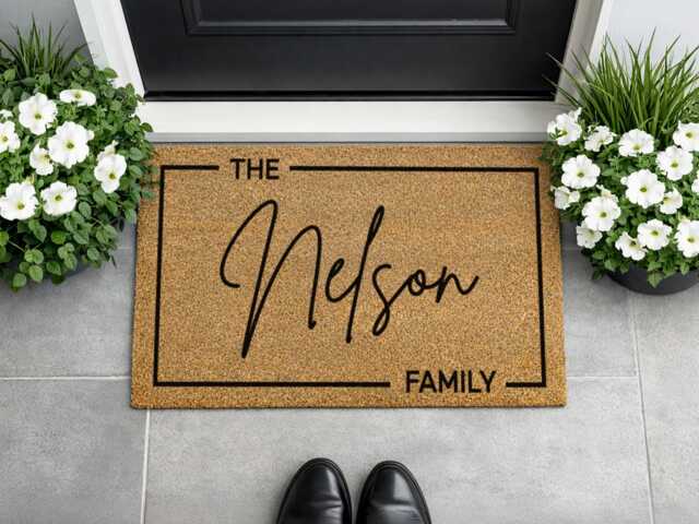 Custom Housewarming Gift - Family Name Mat Front Door D??cor - image 1