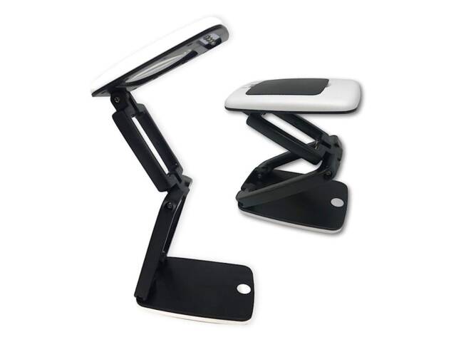 Crafters Dream Compact Desk Lamp - Foldable Black & White Led Battery Operated With X3 Magnifying Lens - image 1