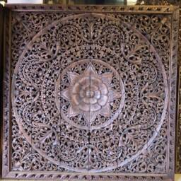 Mandala King Headboard, Teak King Headbord, Large Wood Wall Art Panels Hanging, Bohemian Headboard, Carved Teak Panel, Thai Carving 72
