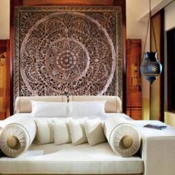 Mandala King Headboard, Teak King Headbord, Large Wood Wall Art Panels Hanging, Bohemian Headboard, Carved Teak Panel, Thai Carving 72 - thumbnail 2