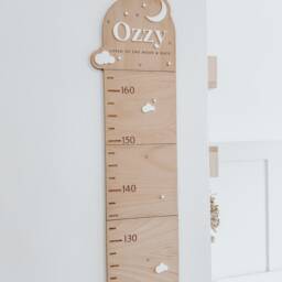 Personalised Moon & Stars Wooden Height Chart, Kids Growth Measuring, Nursery Wall Decoration, Baby Shower Gifts - thumbnail 2