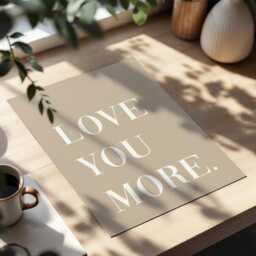 Love You More Art Print Natural Beige Family Home Decor - thumbnail 3