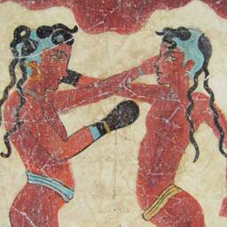 Boxer Fresco Painting From Santorini Thira , Museum Copy For Gift Her Exact National Museum - thumbnail 2