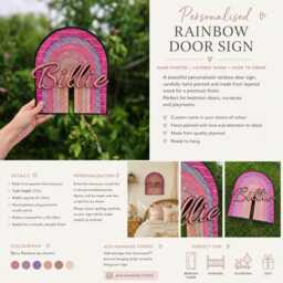 Personalised Hand Painted Rainbow Name Sign - Wooden Nursery Door Plaque Custom Children's Bedroom Decor Boho Wall - thumbnail 4
