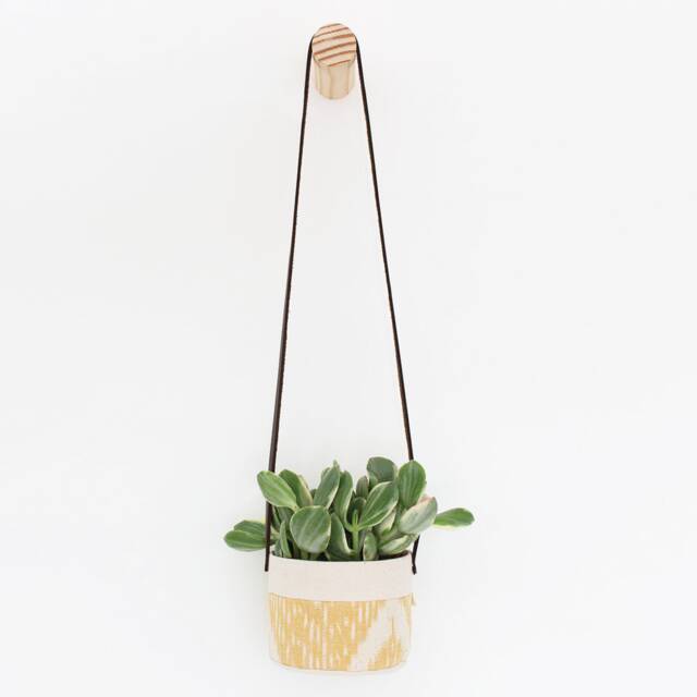 Small Natural Canvas Hanging Planter - Ikat - image 1