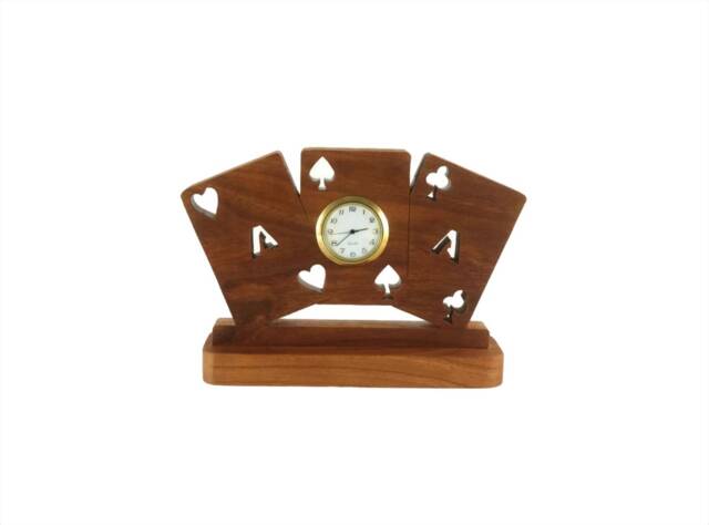 Playing Cards Desk Clock Handmade From Cherry Wood By Kevskrafts - image 1