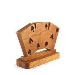 Playing Cards Desk Clock Handmade From Cherry Wood By Kevskrafts - thumbnail 3