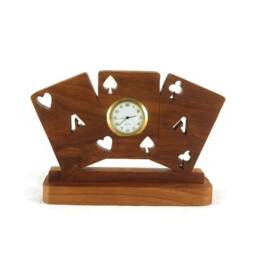 Playing Cards Desk Clock Handmade From Cherry Wood By Kevskrafts - thumbnail 4