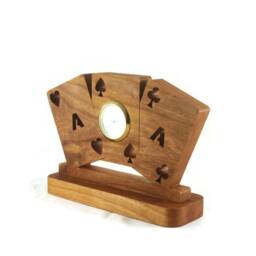 Playing Cards Desk Clock Handmade From Cherry Wood By Kevskrafts - thumbnail 2