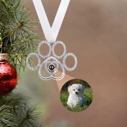 Personalized Christmas Projection Ornament Custom Dog Paw Decoration Bauble Pet Family Gift - thumbnail 1