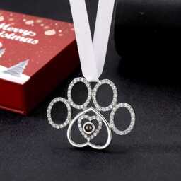 Personalized Christmas Projection Ornament Custom Dog Paw Decoration Bauble Pet Family Gift - thumbnail 3