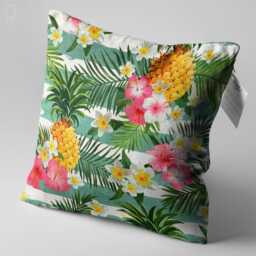 Tropical Cushion Cover With Floral, Leafy & Pineapple Design - Double Sided Printing Throw Pillow On The Chenille Different Sizes - thumbnail 3