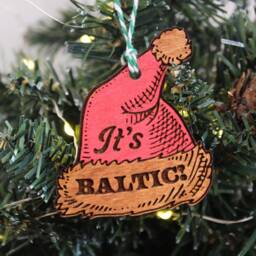 It's Baltic Wooden Christmas Ornament Santa Hat Bauble Its Gift Winter Cute Rustic Precious Norn Ireland Slang Present Laser Wood Burned - thumbnail 4