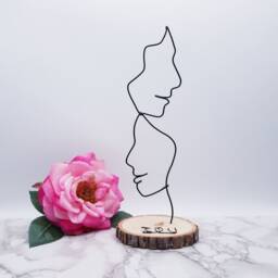 Personalized Wire Sculpture Of Abstract Faces, Aluminum Art, Desk Decor - thumbnail 2