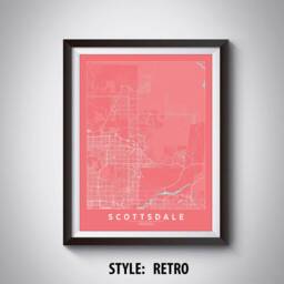 Scottsdale Az Map Print Vintage Style Travel Poster, Office Wall Art - thumbnail 4