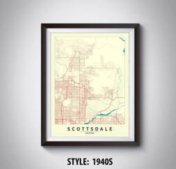 Scottsdale Az Map Print Vintage Style Travel Poster, Office Wall Art - thumbnail 1