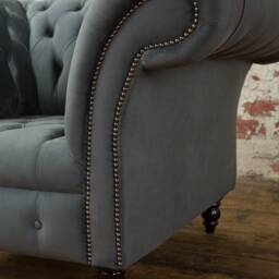 Handmade Graphite Grey Velvet Chesterfield Armchair, Club Chair - thumbnail 3