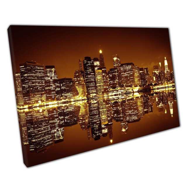 Manhattan Skyline Canvas Golden Hour Nyc Cityscape Wall Art For Home & Office Decor - image 1