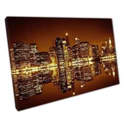 Manhattan Skyline Canvas Golden Hour Nyc Cityscape Wall Art For Home & Office Decor - thumbnail 1