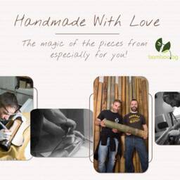 Handmade Bamboo Table Lamp Ethno Boho Decor - thumbnail 4