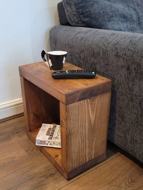 Solid Rustic Mini Side Cube Coffee Table 14.5/ 17.5 /19.5/ 22 cm Deep Various Colours & Sizes Handmade - image 1