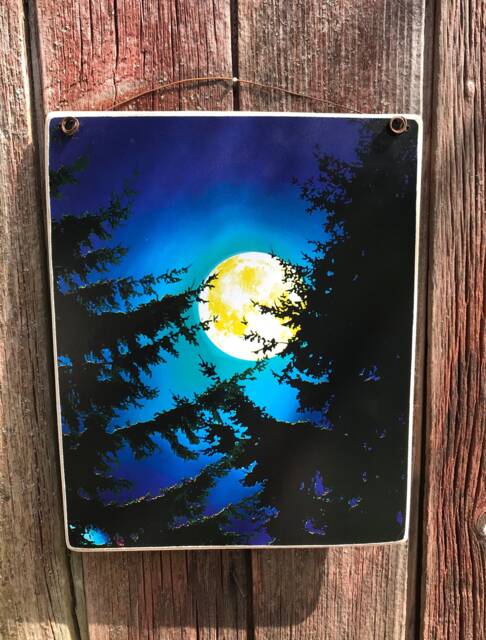 Full Moon Art Print, Rustic Wood Mount, 8x10 Or 11x14 - image 1