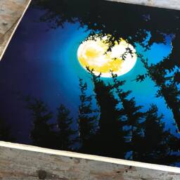Full Moon Art Print, Rustic Wood Mount, 8x10 Or 11x14 - thumbnail 3