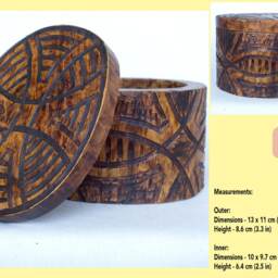 Wooden Box Handmade For Jewelry Geometric Lines Unique Design Vintage Look - thumbnail 3