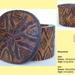 Wooden Box Handmade For Jewelry Geometric Lines Unique Design Vintage Look - thumbnail 2