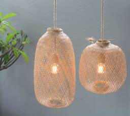 Woven Bamboo Pendant Light - Rattan Style Thai Basket Lamp Shade