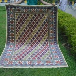 6.9 X 5.2 Ft Stunning Geometric Pattern Maresali Boteh Natural Dye Standard Size Carpet - thumbnail 2