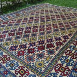 6.9 X 5.2 Ft Stunning Geometric Pattern Maresali Boteh Natural Dye Standard Size Carpet - thumbnail 3