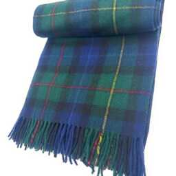 Scottish Wool Smith Tartan Blanket, Green Navy Check, Fringed Knee Throw - thumbnail 2