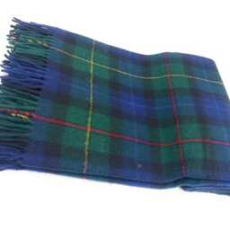Scottish Wool Smith Tartan Blanket, Green Navy Check, Fringed Knee Throw - thumbnail 3