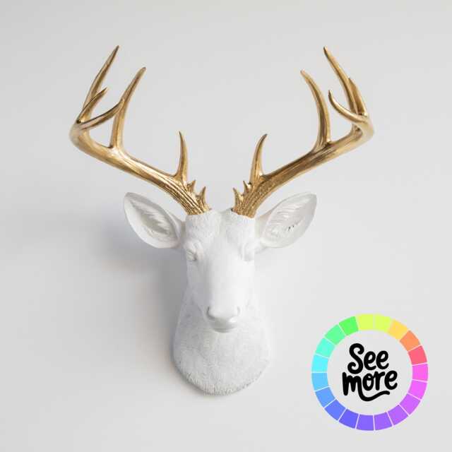 Faux Deer Head Wall Mount - Resin Animal Decor Custom Colors Modern Rustic Vegan Taxidermy - image 1