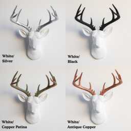 Faux Deer Head Wall Mount - Resin Animal Decor Custom Colors Modern Rustic Vegan Taxidermy - thumbnail 3