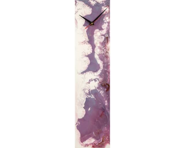 Minimal Wall Clock - White Purple Modern Decor Contemporary Abstract Glass Painting Unique - image 1