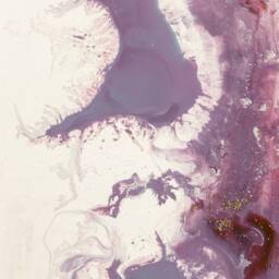 Minimal Wall Clock - White Purple Modern Decor Contemporary Abstract Glass Painting Unique - thumbnail 3