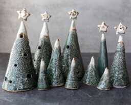 Handmade Ceramic Christmas Tree 22K Gold Detail Decor - thumbnail 1