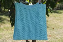 Hand Knitted Baby Afghan, Teal Ocean Blue Acrylic Blanket