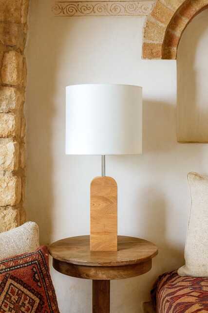 Modern Wood Table Lamp For Scandinavian Decor, Bedside Rustic Farmhouse Decor Light Fixture - image 1