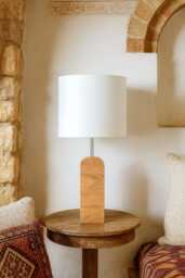 Modern Wood Table Lamp For Scandinavian Decor, Bedside Rustic Farmhouse Decor Light Fixture - thumbnail 1