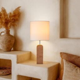 Modern Wood Table Lamp For Scandinavian Decor, Bedside Rustic Farmhouse Decor Light Fixture - thumbnail 3