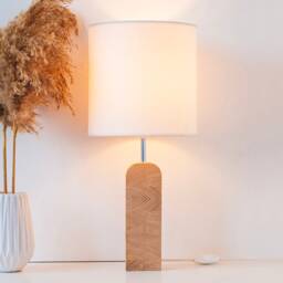 Modern Wood Table Lamp For Scandinavian Decor, Bedside Rustic Farmhouse Decor Light Fixture - thumbnail 2