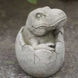 Dinosaur in Egg T-Rex Stone Statue - Outdoor Garden Ornament Decor Tyrannosaurus - thumbnail 2