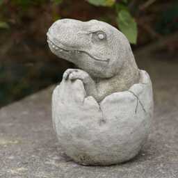 Dinosaur in Egg T-Rex Stone Statue - Outdoor Garden Ornament Decor Tyrannosaurus - thumbnail 3