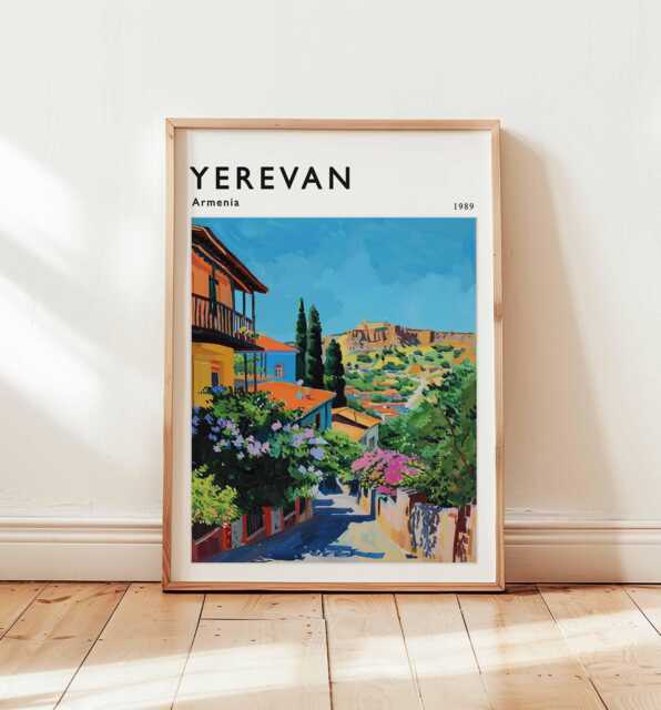 Yerevan Armenia Travel Poster Caucasus Cityscape Art Print - image 1